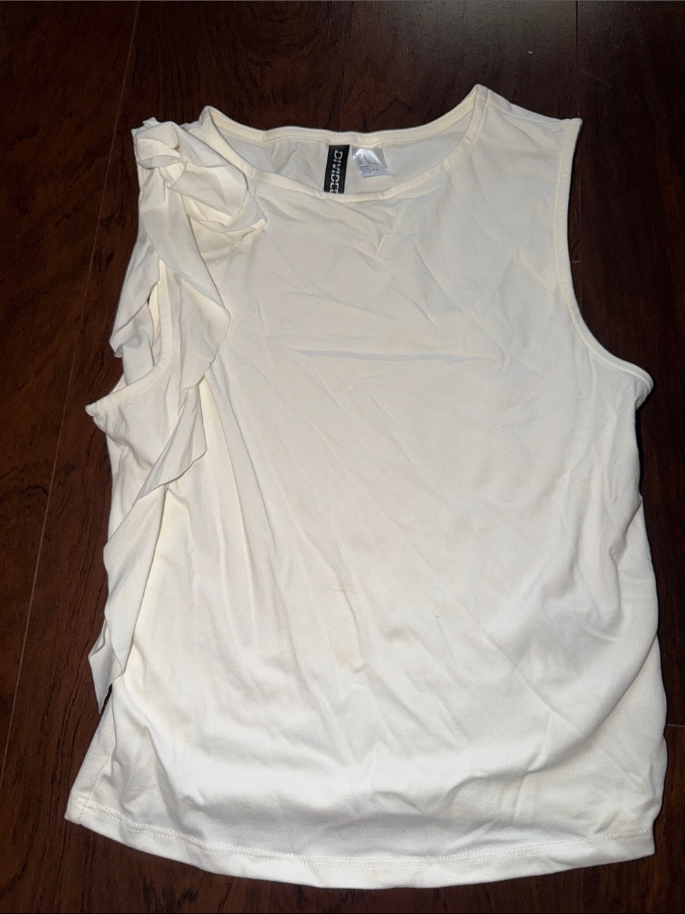 H&M Cream Sleeveless Ruffle-Trim Tank Top